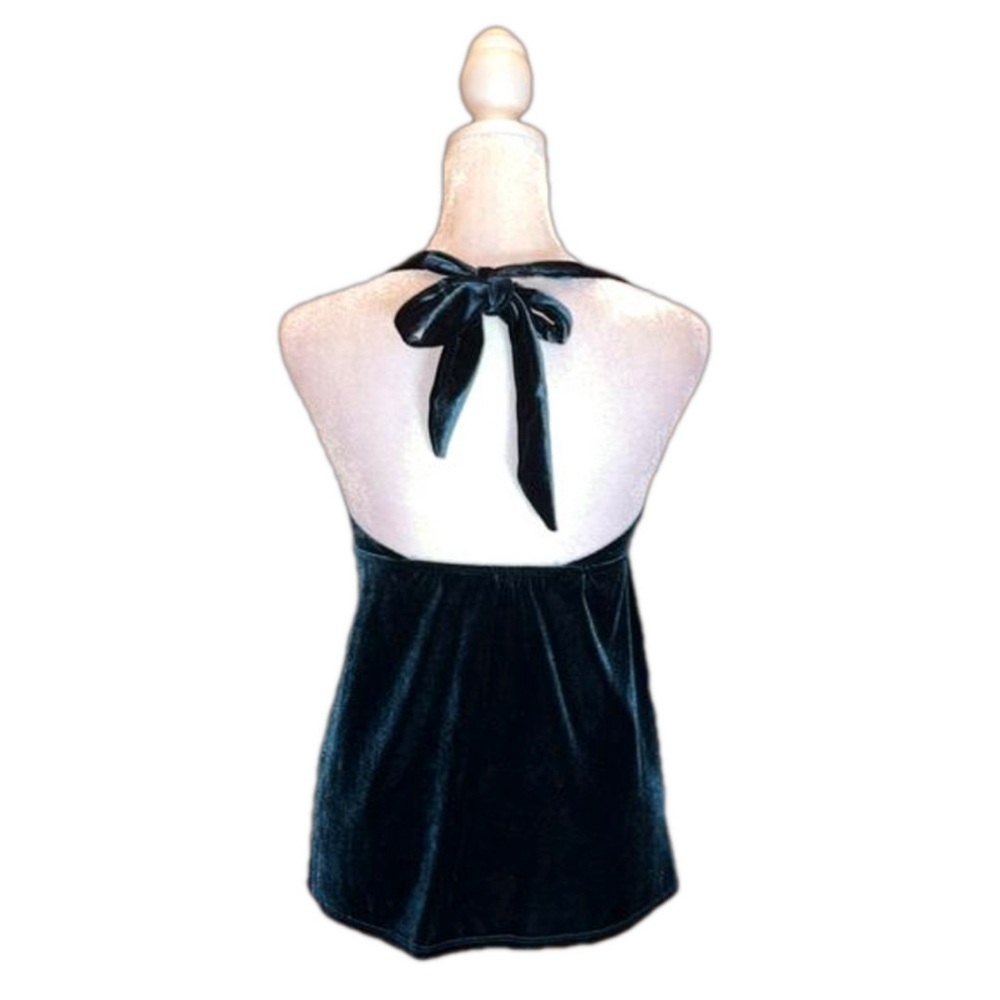 ZERO Brand Dark Green Velvet Halter Tank Top Size S - Picture 5 of 8